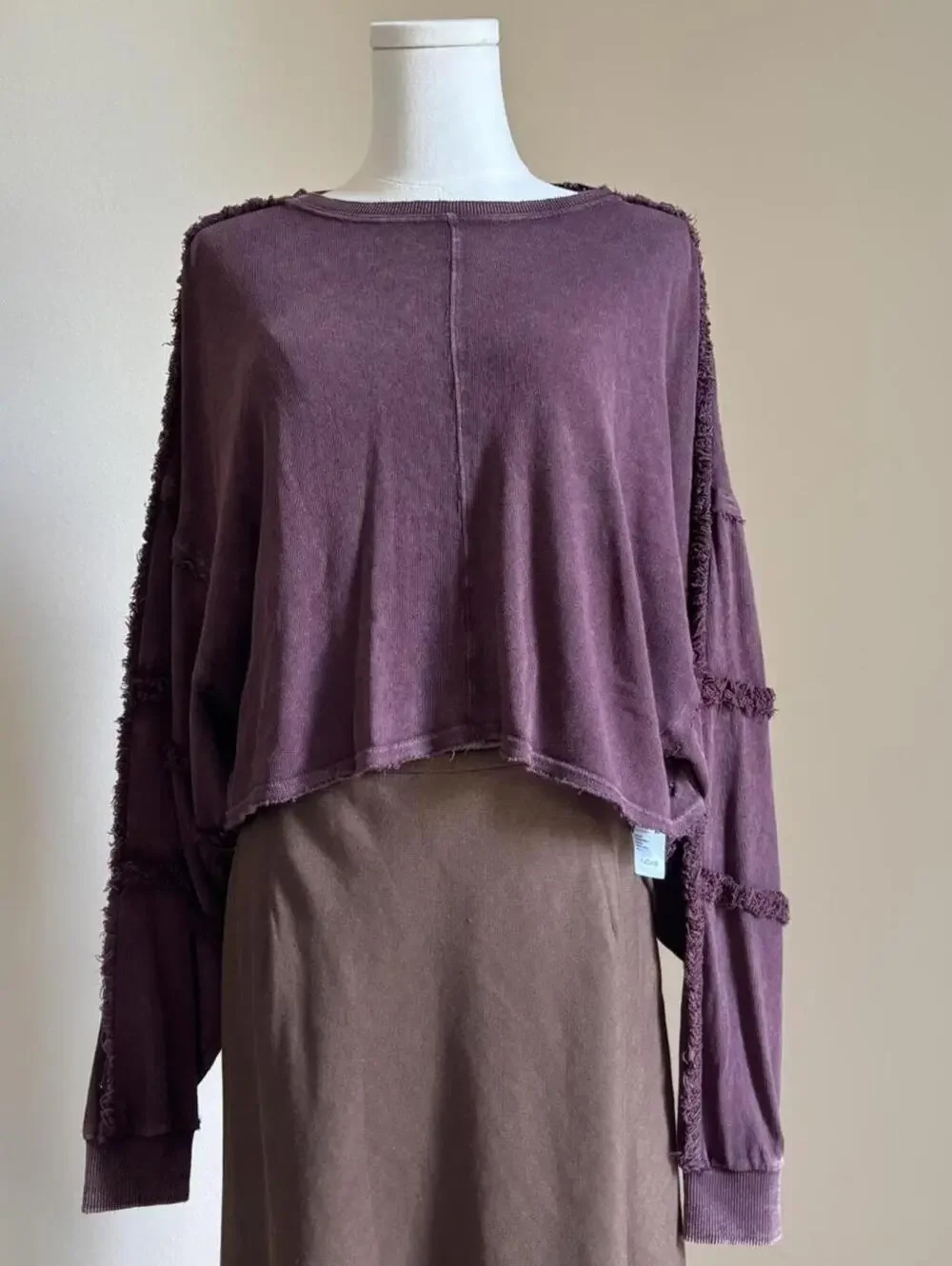 Free People Movement 100% cotton cropped top in faded plum